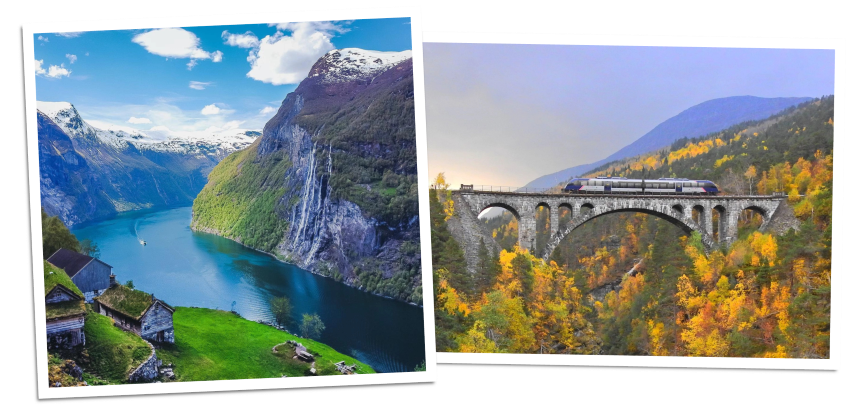 Togrejse og fjordcruise i Norge