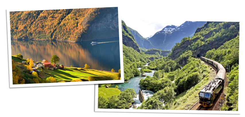 Togrejse og fjordcruise i Norge