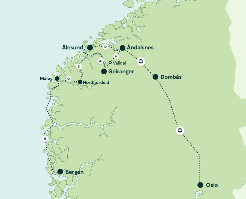 Norges fjordland med Raumabanen, Geirangerfjorden & Ålesund